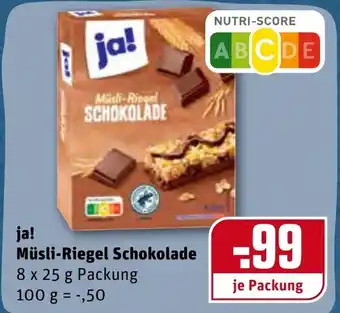 REWE ja! Müsli Riegel Schokolade 8x25g Angebot