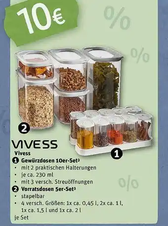 REWE Vivess gewürzdosen 10er-set oder vorratsdosen 5er-set Angebot