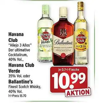 Wasgau Havana club, havana club verde oder ballantine's Angebot