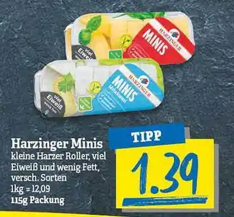 NP Discount Harzinger minis kleiner harzer roller, viel eiweiß und wenig fett, versch. sorten Angebot