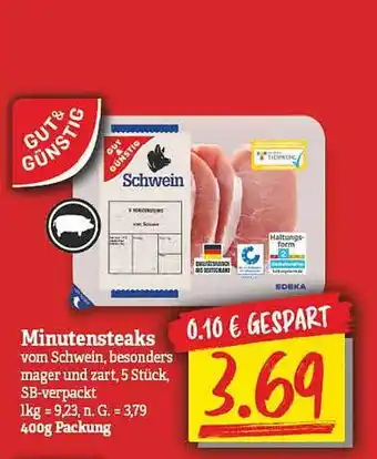 NP Discount Minutensteaks vom schwein, besonders mager und zart, 5 stückt sb-verpackt Angebot