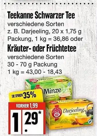 Edeka Frischemarkt Teekanne schwarzer tee oder kräuter- oder früchtetee Angebot