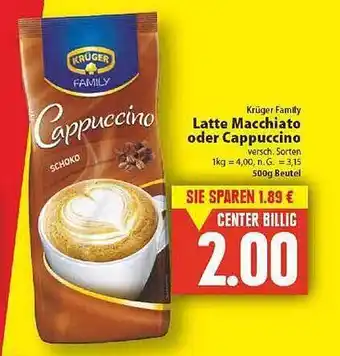 E-Center Krüger family latte macchiato oder cappuccino Angebot