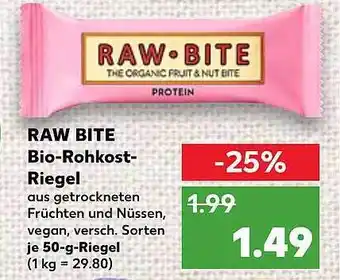 Kaufland Raw bite bio-rohkost-riegel Angebot