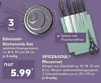 Kaufland Edelstahl-küchensieb-set oder spice&soul messerset Angebot