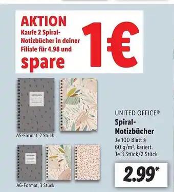 Lidl United office spiral-notizbücher Angebot