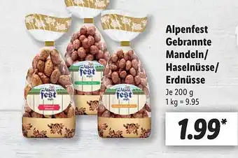 Lidl Alpenfest gebrannte mandeln, haselnüsse oder erdnüsse Angebot