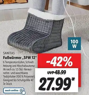 Lidl Sanitas fußwärmer „sfw 12“ Angebot