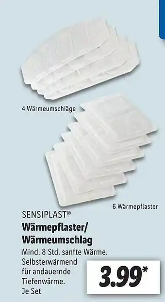 Lidl Sensiplast wärmepflaster wärmeumschlag Angebot