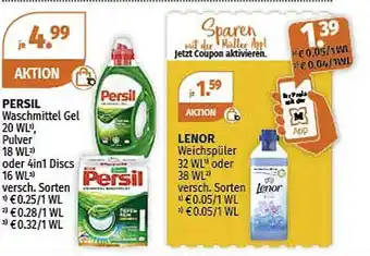 Müller Persil waschmittel gel, pulver oder discs oder lenor weichspüler Angebot