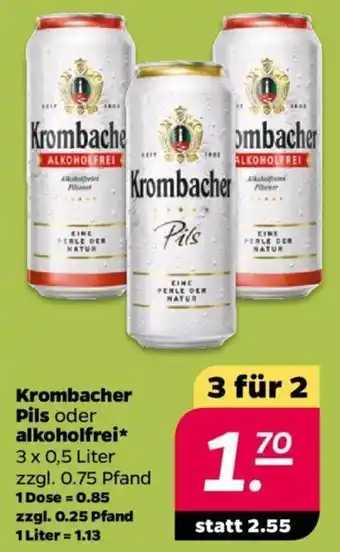 NETTO Krombacher Pils oder Alkoholfrei 3x0,5 Liter Angebot