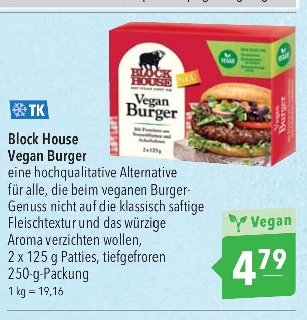 Block House Vegan Burger 250g Angebot bei CITTI Markt