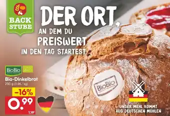 Netto Marken-Discount Back Stube Bio-Dinkelbrot 250 g Angebot