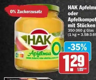 Hit Hak apfelmus oder apfelkompot mit stücken Angebot