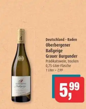 Markant Deutschland - baden oberbergener baßgeige grauer burgunder Angebot