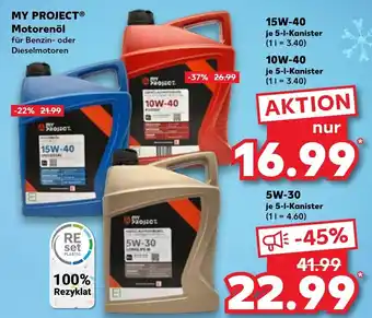 Kaufland My Project Motorenöl 15W-40/10W-40, 5 L Kanister Angebot