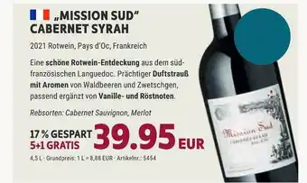 Vino Weinmarkt „mission sud“ cabernet syrah Angebot