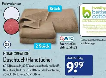 Aldi Nord Home Creation Duschtuch/Handtücher Angebot