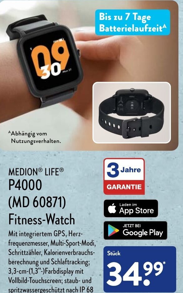 Medion Life P4000 (MD 60871) Fitness Watch Angebot bei Aldi Nord