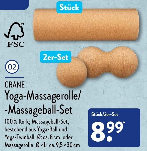 Aldi Nord Crane Yoga Massagerolle/Massageball Set Angebot