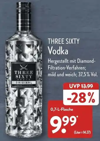 Aldi Nord Three Sixty Vodka 0,7 L Flasche Angebot