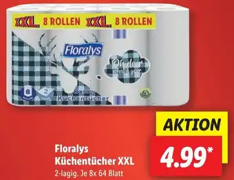 Lidl Floralys Küchentücher XXL 2-lagig, 8x64 Blatt Angebot