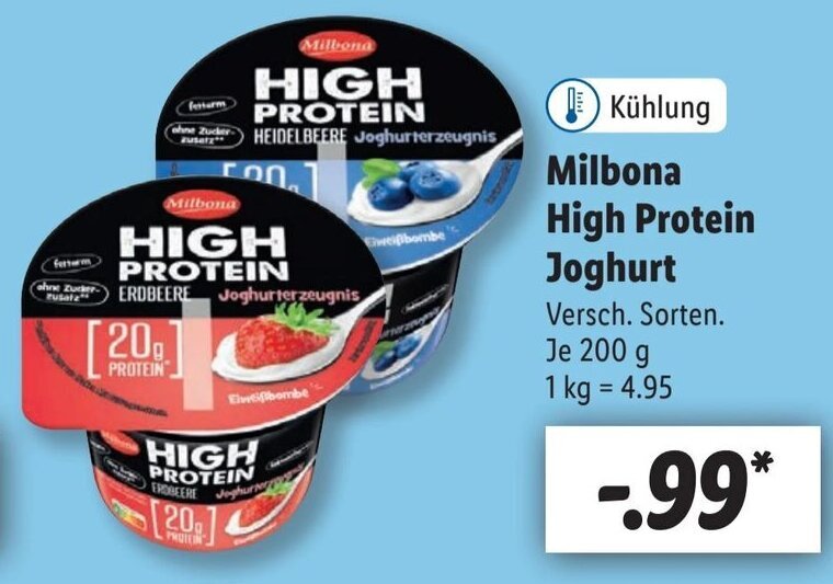 Milbona High Protein Joghurt 200 g Angebot bei Lidl