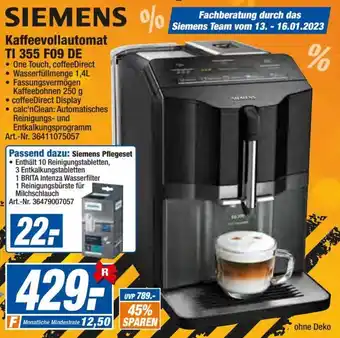 expert Techno Land Siemens Kaffeevollautomat TI 355 F09 DE Angebot