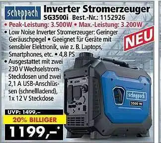 Norma24 Scheppach inverter stromerzeuger sg3500i Angebot