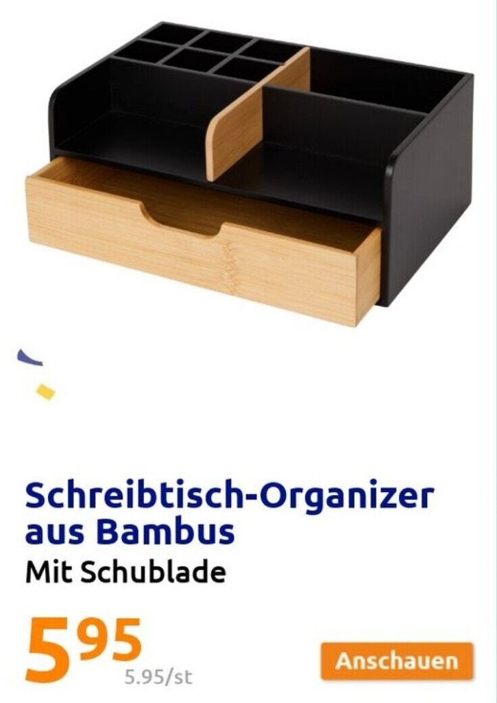 Schreibtisch Organizer aus Bambus mit Schublade Angebot bei Action