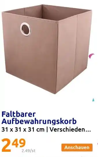 Action Faltbarer Aufbewahrungskorb 31 x 31 x 31 cm Angebot