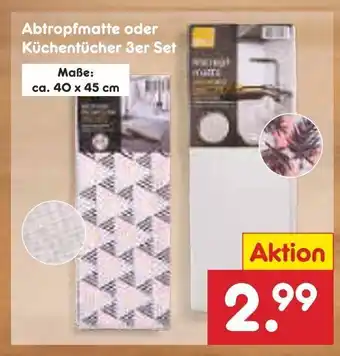 Netto Marken-Discount Abtropfmatte o. Kuchentucher 3st Angebot