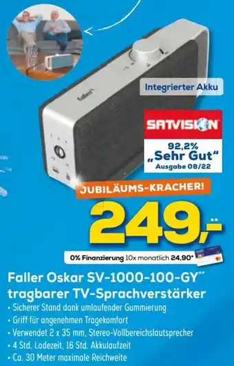 Euronics Faller Oskar SV-1000-100-GY tragbarer TV Sprachverstärker Angebot