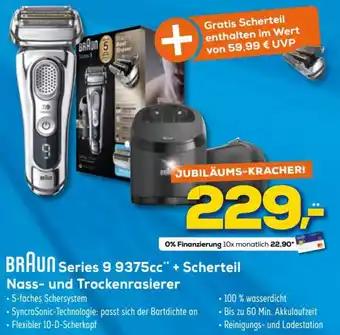 Euronics Braun Series 9 9375cc + Scherteil Nass und Trockenrasierer Angebot