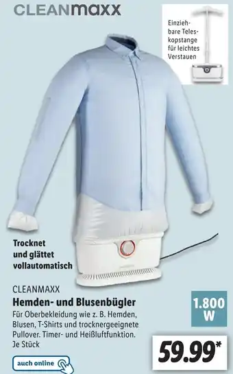 Lidl Cleanmaxx Hemden und Blusenbügler Angebot