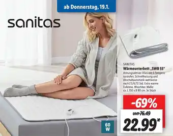 Lidl Sanitas Wärmeunterbett SWB 55 Angebot