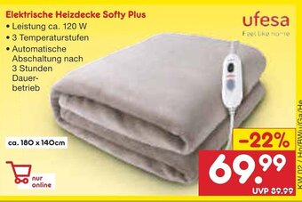 Netto Marken-Discount Ufesa Elektrische Heizdecke Softy Plus Angebot