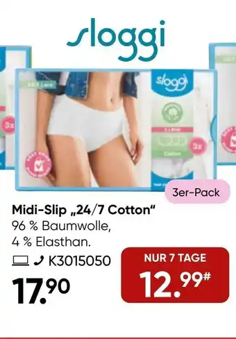 Galeria Sloggi Midi-Slip 24/7 Cotton 3st Angebot