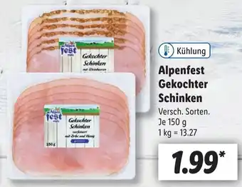 Lidl Alpenfest Gekochter Schinken 150 g Angebot