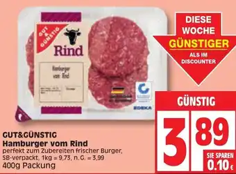 Edeka Gut & Günstig Hamburger vom Rind 400g Packung Angebot