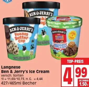 Edeka Langnese Ben & Jerry's Ice Cream 427/465 ml Becher Angebot