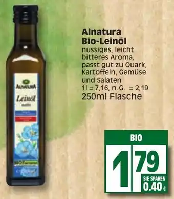 Edeka Alnatura Bio Leinöl 250 ml Flasche Angebot