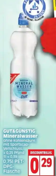 Edeka Gut & Günstig Mineralwasser 0,75 L PET DPG Flasche Angebot