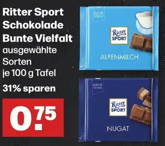 Handelshof Ritter Sport Schokolade Bunte Vielfalt 100 g Tafel Angebot