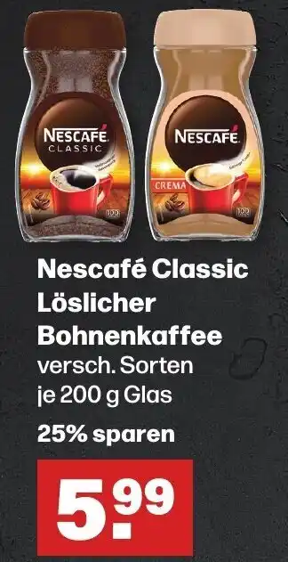 Handelshof Nescafé Classic Löslicher Bohnenkaffee 200 g Glas Angebot