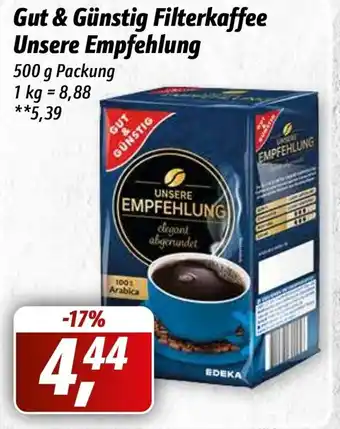 Simmel Gut & Günstig Filterkaffee Unsere Empfehlung 500 g Packung Angebot