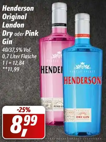 Simmel Henderson Original London Dry oder Pink Gin 0,7 Liter Flasche Angebot