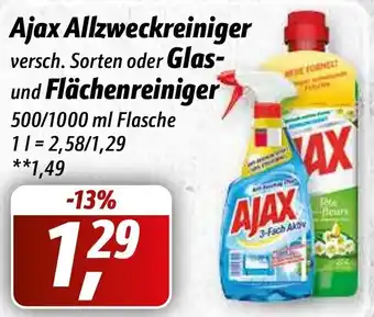 Simmel Ajax Allzweckreiniger oder Glas und Flächenreiniger 500/1000 ml Flasche Angebot