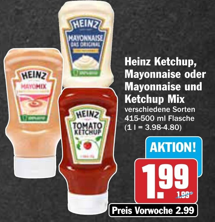 Heinz Ketchup, Mayonnaise oder Mayonnaise und Ketchup Mix 415500 ml