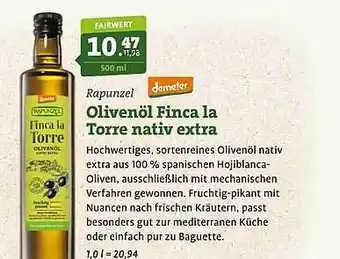 Ebl Naturkost Rapunzel olivenöl finca la torre nativ extra Angebot